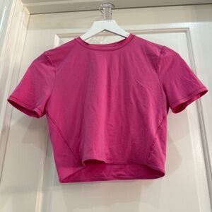 Lululemon Wundermost Ultra Soft Nulu Crewneck Cropped T-shirt, Sonic Pink Medium